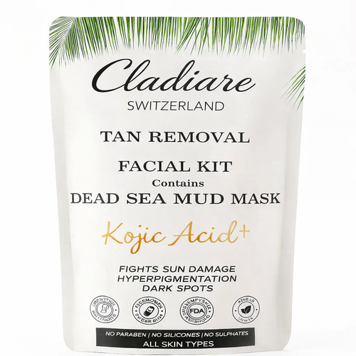 Cladiare Tan Removal Facial Kit 7 Steps | Dead Sea Mud Mask | Tan correction & Dark Spots Reduction Facial 70g
