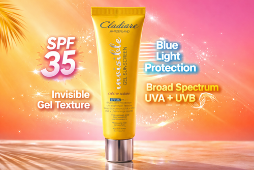 Cladiare Invisible Gel Sunscreen SPF 35 PA++ | No White Cast | Ultralight Gel Texture | Niacinamide + Hyaluronic Acid
