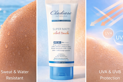 Cladiare Super Matt Velvet Touch Sunscreen | Matt Texture | Spf 50 PA++++ | UVA UVB