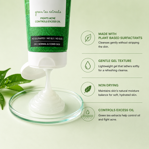 Cladiare Clarifying Gentle Face Wash 100ml | Green Tea & Salicylic Acid | Acne and Oil Control