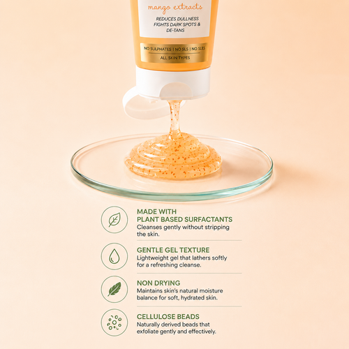 Cladiare Brightening & De-Tan Face Wash 100ml | Mango Extracts | Vitamin C + Niacinamide | Reduces Dulness & Tan