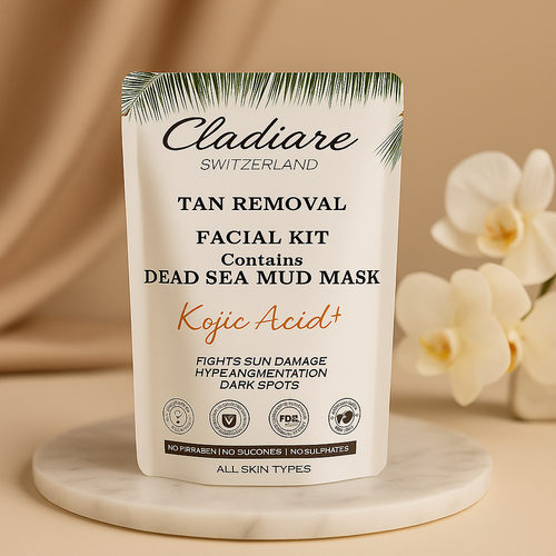 Cladiare Tan Removal Facial Kit 7 Steps | Dead Sea Mud Mask | Tan correction & Dark Spots Reduction Facial 70g
