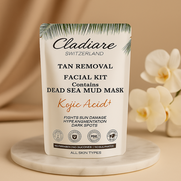 Cladiare Tan Removal Kojic Acid Facial Kit for Clear & Even-Toned Skin 