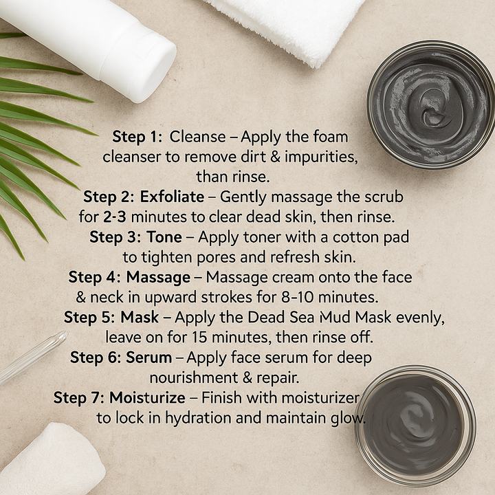 Cladiare Tan Removal Kojic acid Facial Kit for Clear & Even-Toned Skin - 7 steps