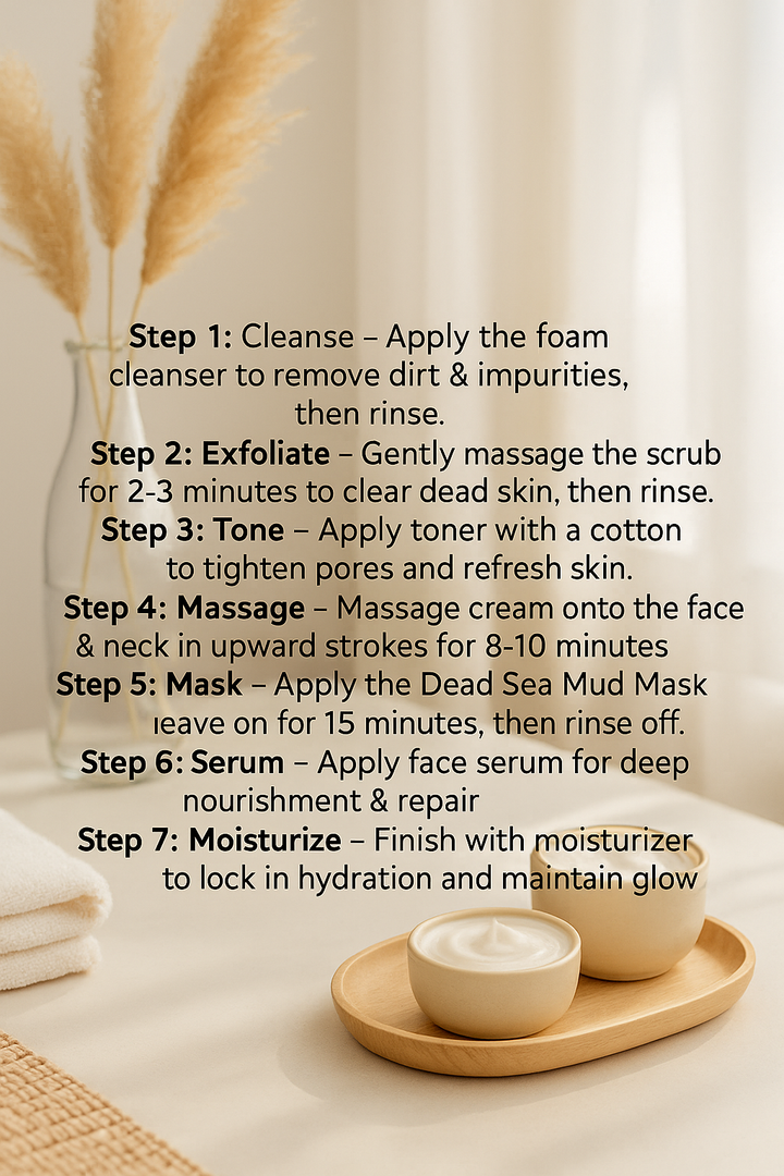 Cladiare Vitamin E+ Instant Glow Facial Kit, Seven steps